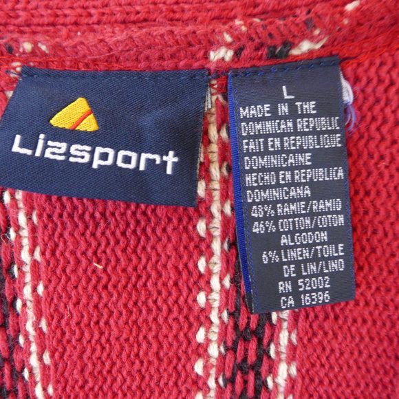 Vintage Red Cardigan Sweater Vest Ivy Embroidered Grandpa Button Front Stripe L - Picture 6 of 6